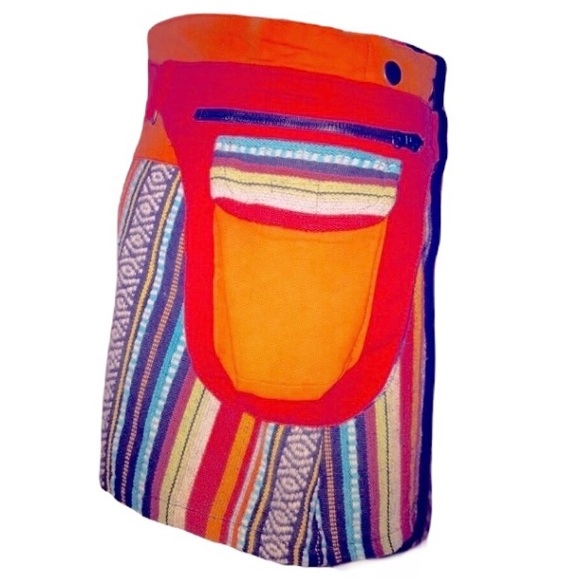 KATHMANDU IMPORTS Nepal festival retro skirt with pockets red multi S - Picture 3 of 11